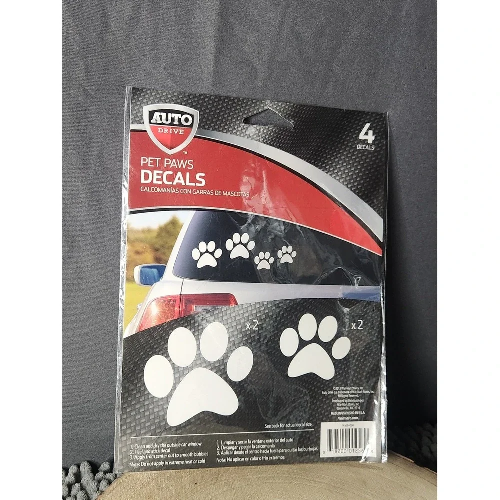 Pet Paw Prints 4 Pk Cat Dog Kitten Puppy Vinyl‎ Decal Car Window Bumper Sticker